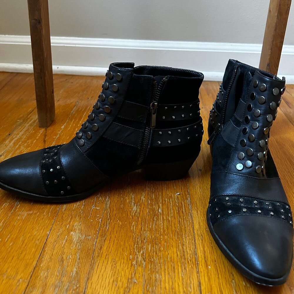 Studded Leather Black Booties